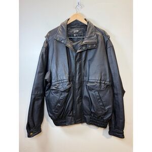 G-111 Leather Jacket Vintage Men's Size XL Black Full Zip Outerwear